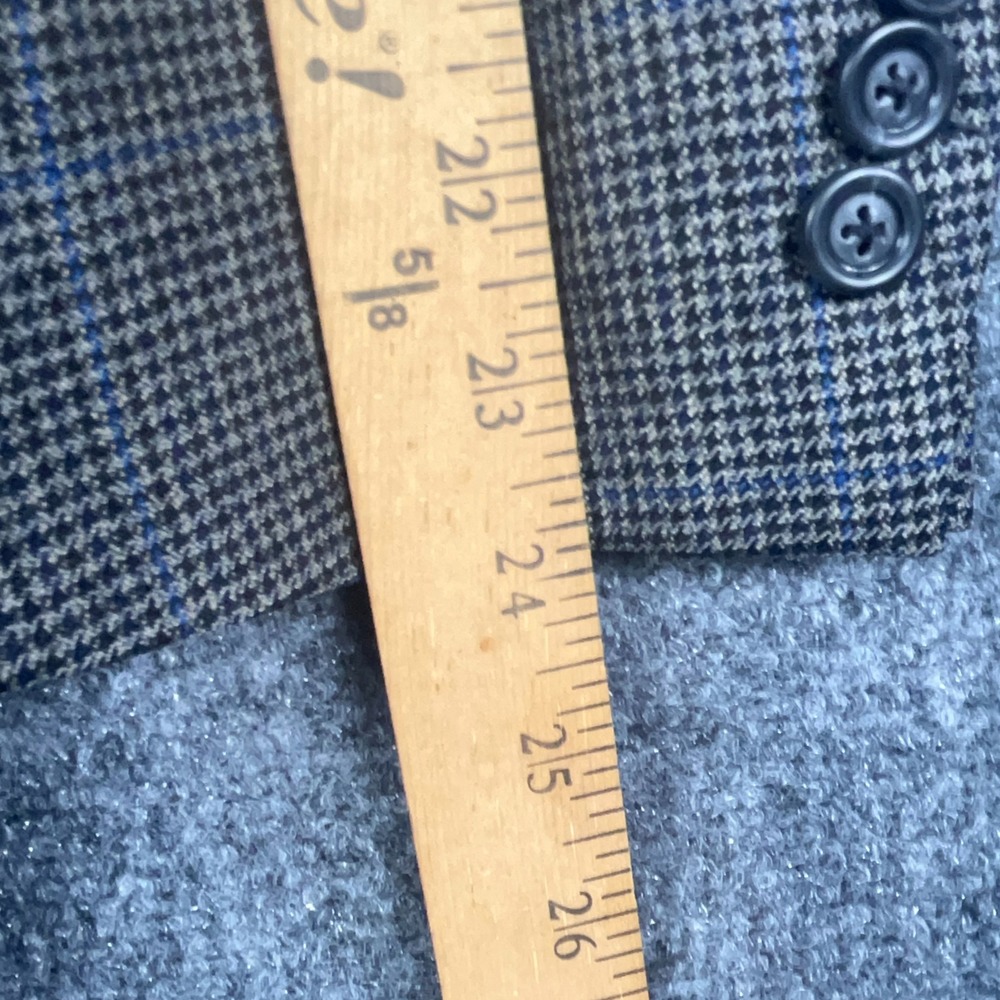 Jos A Bank‎ Tailored Fit Travelers Houndstooth Wool Blazer Men's 42R Gray Plaid - Picture 10 of 12